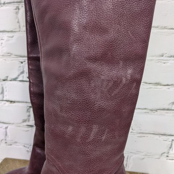 Knee high leather boots - burgundy high heel boots size 7 ANDRE NWT - Picture 6 of 10